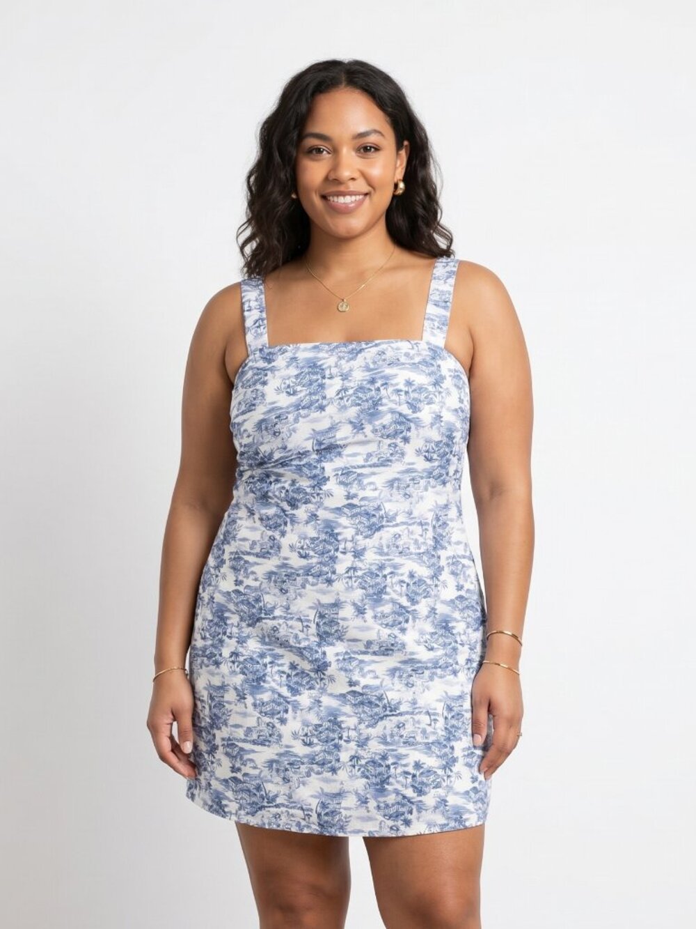Abercrombie & Fitch Women's Blue White Beachy Toile Linen Cotton Dress Size XL